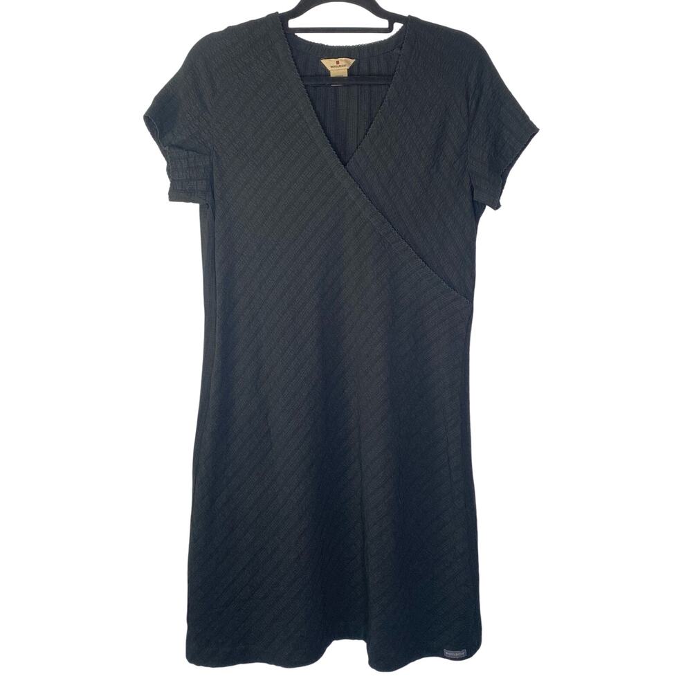Woolrich Black Surplice Textured Knit Dress Size Medium Streetwear Gorpcore